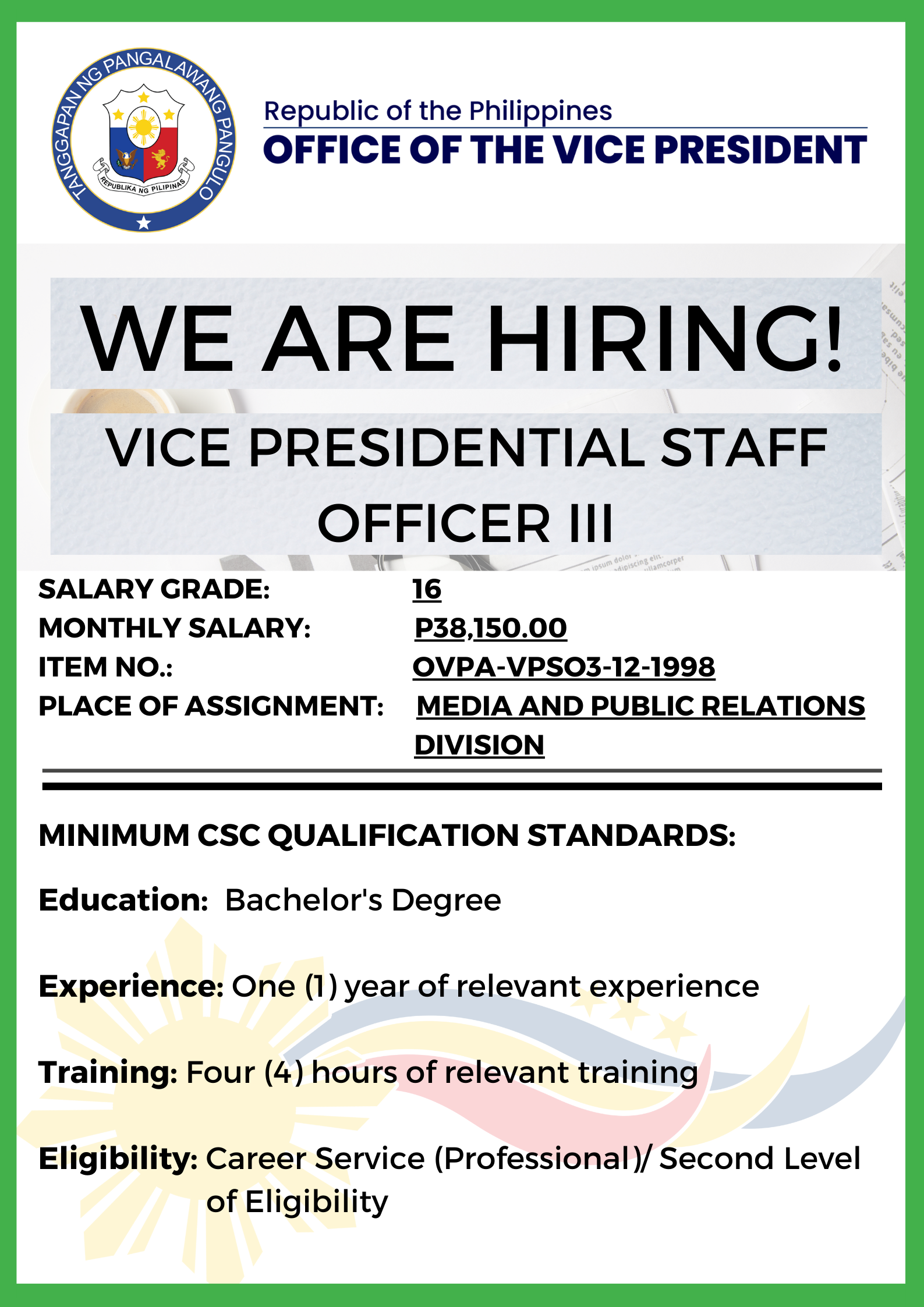 Vice Presidential Staff Officer III - Page1