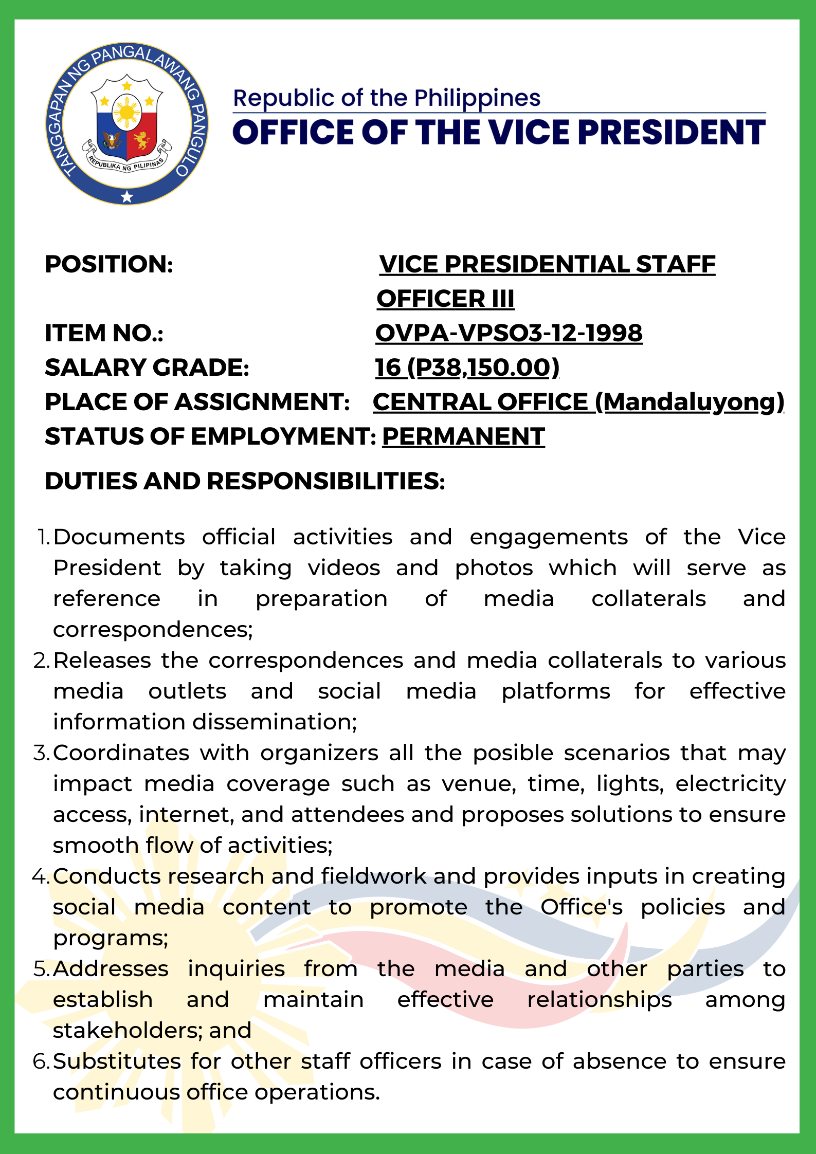 Vice Presidential Staff Officer III - Page2